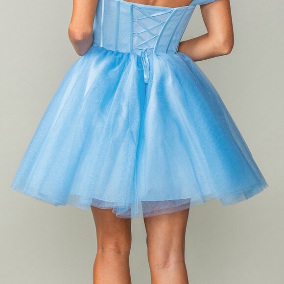New Blush Off The Shoulder Fit & Flare Homecoming Dress w/ Boned Bodice DQ 3394 - Picture 6 of 9